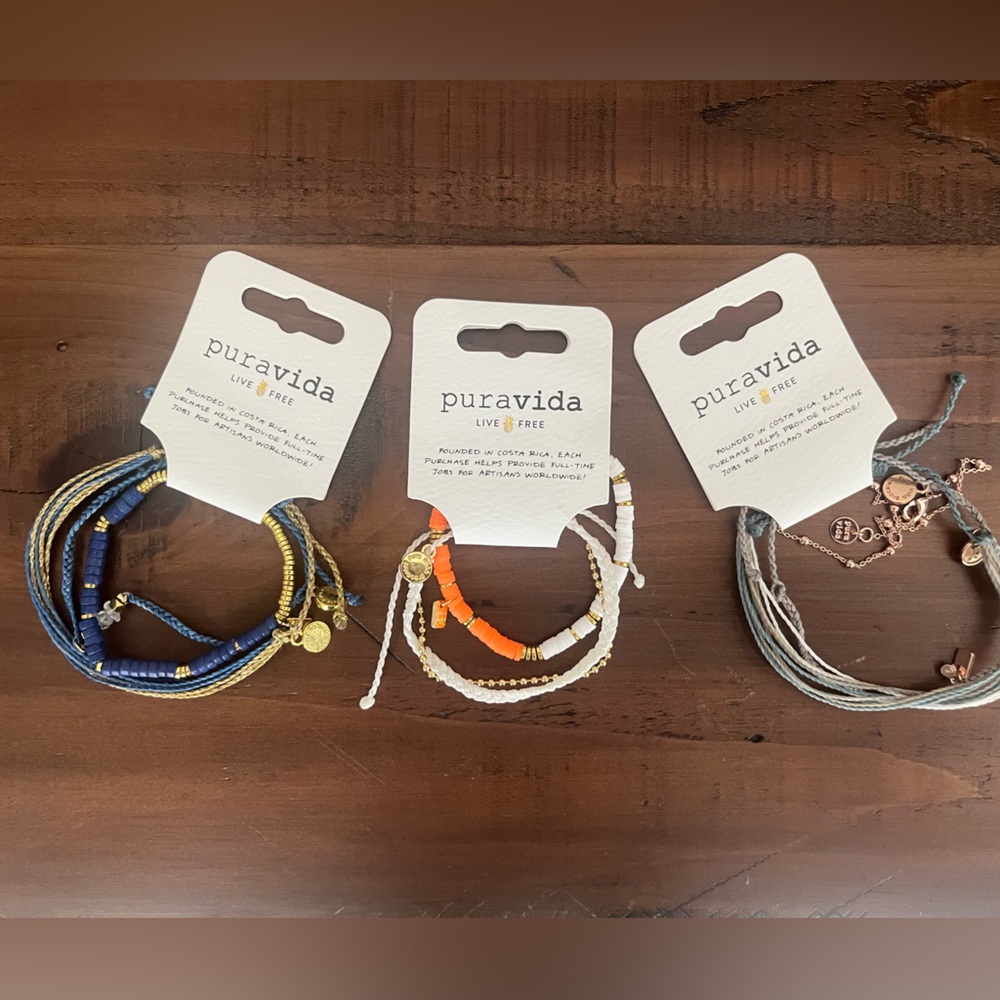 Pura Vida Bracelet Trio - White, Orange, Gold